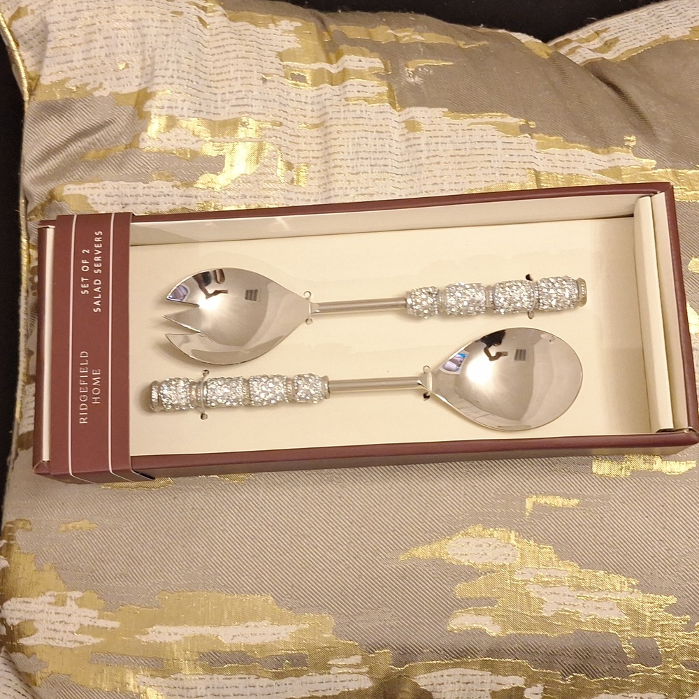 Ridgefield Home Set of 2 Salad Servers Glam Luxurious Bling